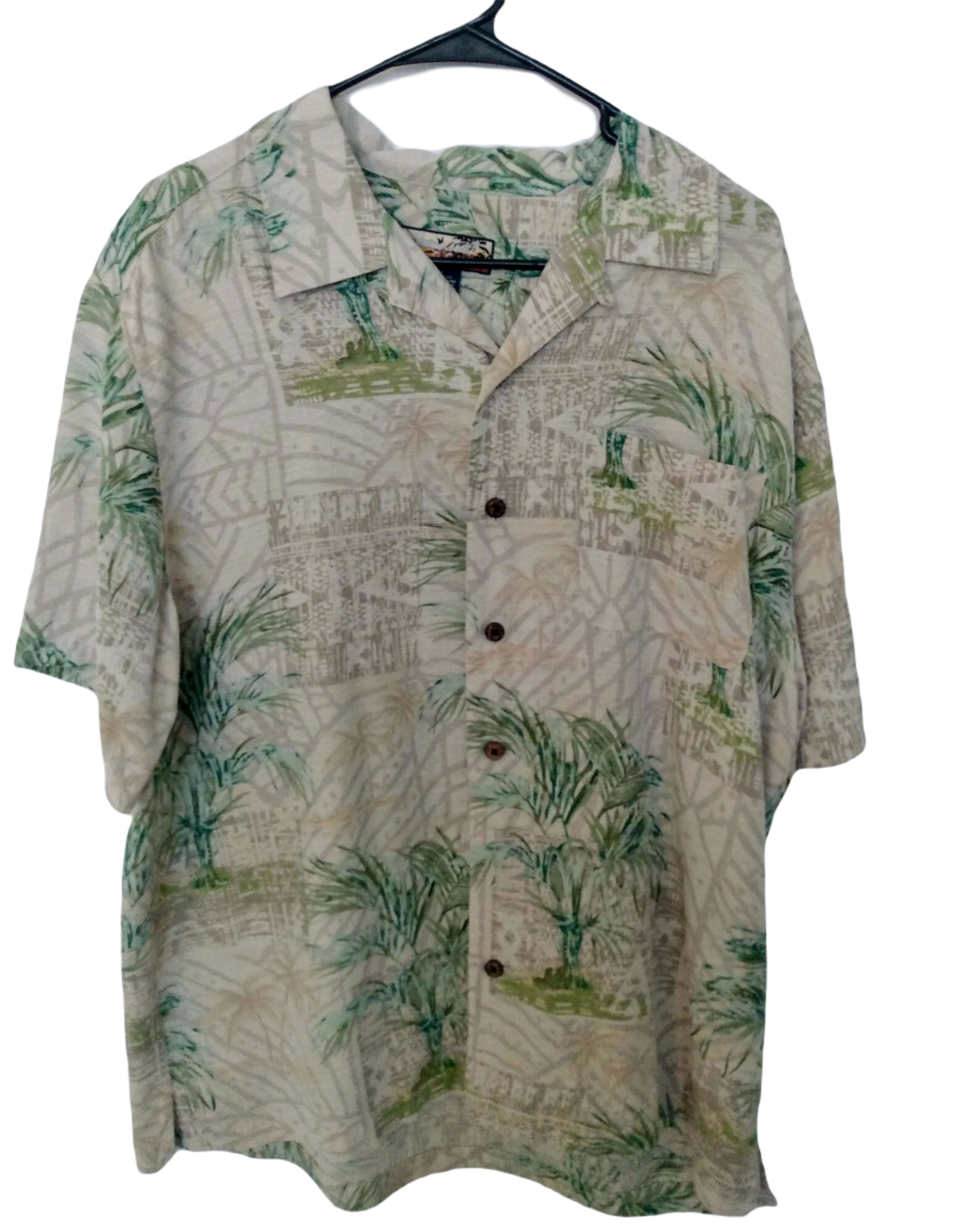  HAVANA JACK HAWAIIAN SHIRT CAFE 100% SILK, SIZE L ,SHORT SLEEVES