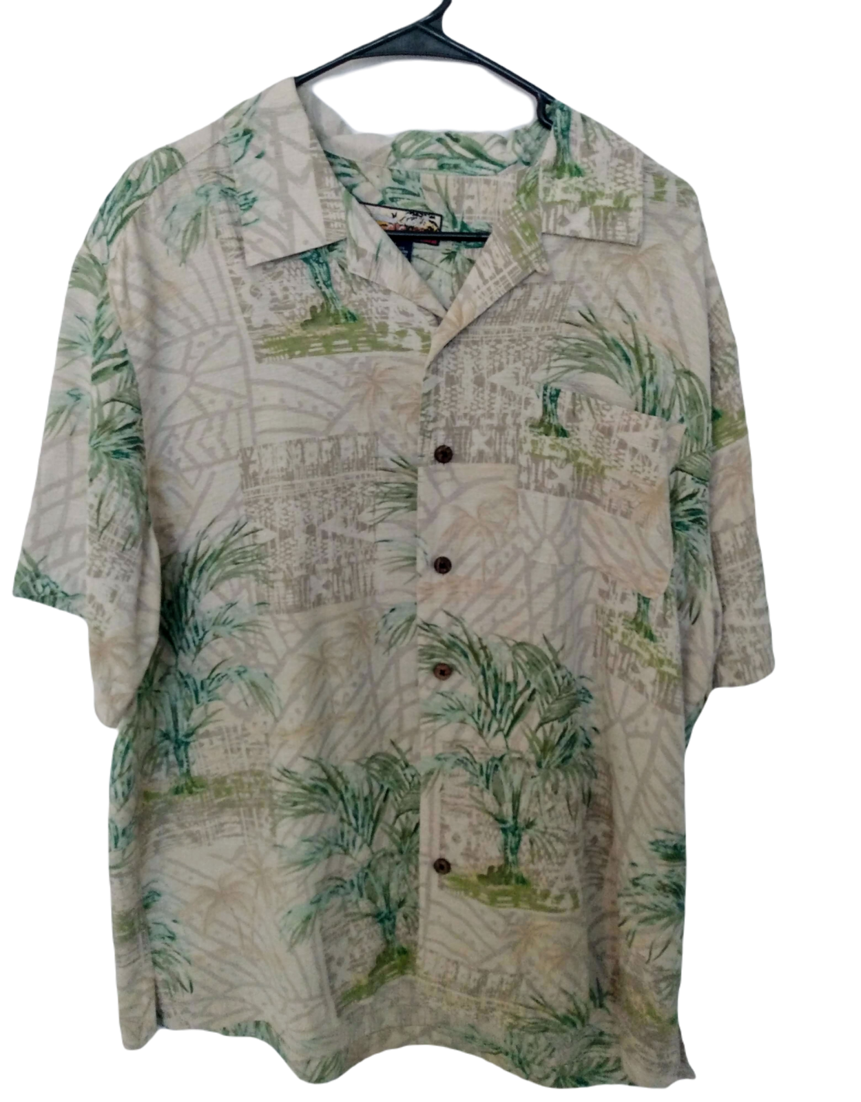  HAVANA JACK HAWAIIAN SHIRT CAFE 100% SILK, SIZE L ,SHORT SLEEVES
